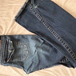 True Religion Women’s Two-Tone Blue Straight Jeans